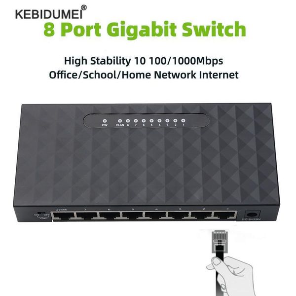 Переключатели 8 порта Gigabit Network Switch Desktop RJ45 Ethernet Switch 1000 Мбит / с коммутатора LAN Switch 8 Port Shell Shell Sweet Swint Enwatch Eu Plugure