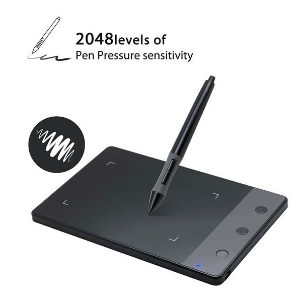 Tablets Huion H420 Tablet gráfico com 3 teclas expressas 2048 Pressão Digital Pen Tablet Signature Pad para animação Desenho OSU Gaming