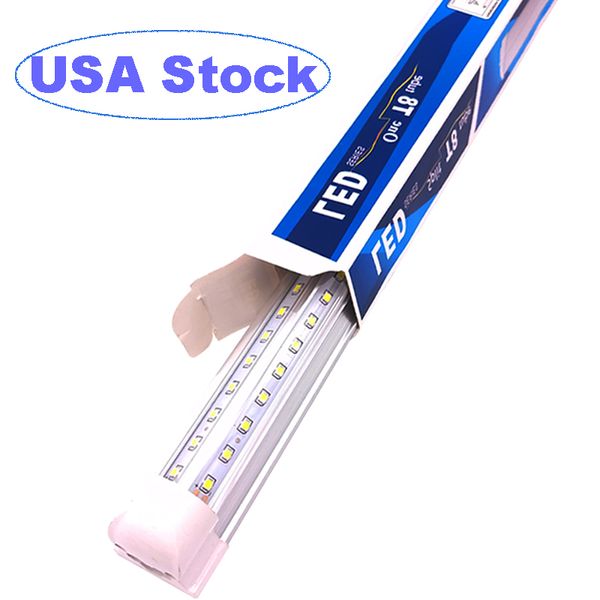 Tubo de LED 100W T8 8 pés 8 pés de altura 12000Lumen Tampa transparente Tubos de LED Luz em forma de V integram lado duplo Armazém Iluminação de fábrica Porta do refrigerador Usastar