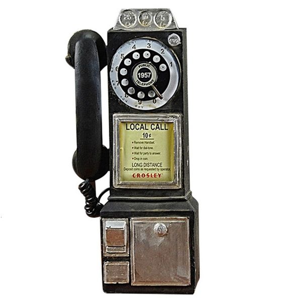 Dekoratif Nesneler Figürinler Ev Dekoru Vintage Telefon Modeli Duvar Asma El Sanatları Süsler Retro Ev Mobilya Minyatür Dekorasyon Hediyesi 230530