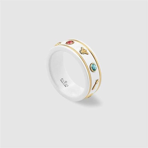 Дизайнерское ювелирное ожерелье кольцо кольцо xiao то же самое антикварное черное белое керамическое пчелиное планета кольцо прямо