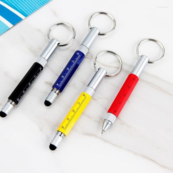 Schlüsselanhänger Mini-Schlüsselanhänger Stift Kugelschreiber Stylus 6 in 1 Metall-Schraubendreher Touchscreen-Werkzeug Kleine Stifte Geschenkzubehör