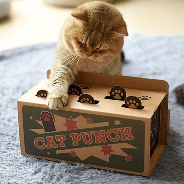 Giocattoli Cat Punch Scratch Talpa interattiva Topi Gioco Giocattolo Mouse fai-da-te Puzzle pop-up per gatti Trattare Esercizio di allenamento Forniture di giocattoli per gatti