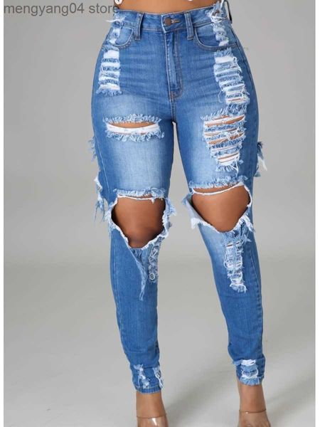 Damenjeans LW High-Waist High Stretchy Ripped Jeans Skinny High-Waist Ripped High Stretchy Frauen Female Pants Butts T230530