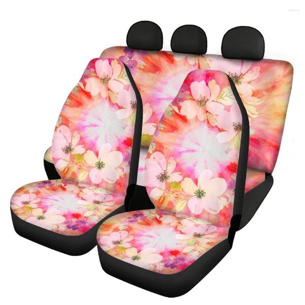 Araba koltuk kapakları anlıklar kapak yastık evrensel bahar çiçek kravat boya tasarımı moda nefes alabilen araç için ön arkaya