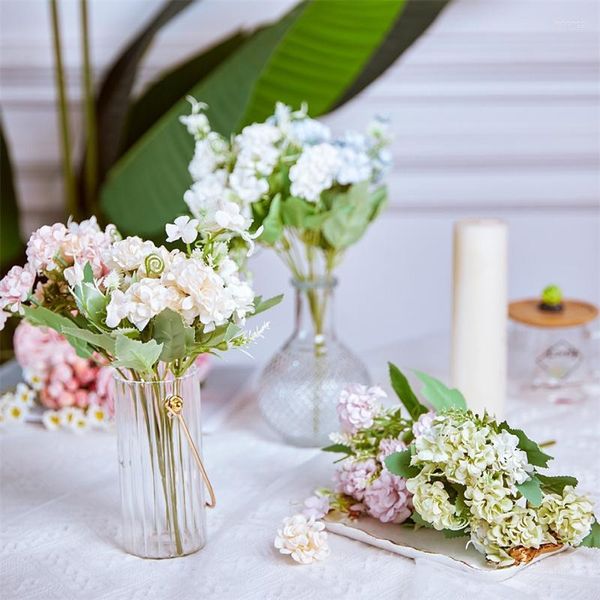 Flores decorativas Hydrangea Autumn Silks Artificial Ball Chrysanthemum Flowe Flowe Centerpipe para Halloween Wedding Party Table Bouquet DIY