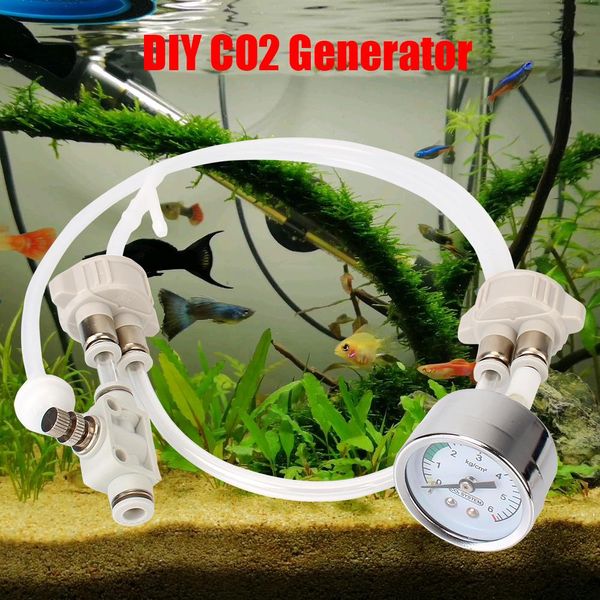 Ausrüstung mit Druckluftstromgerät DIY CO2-Ventildiffusor für Aquarium Wassergras Selbstgemachter CO2-Generator Ozonsystem-Kit