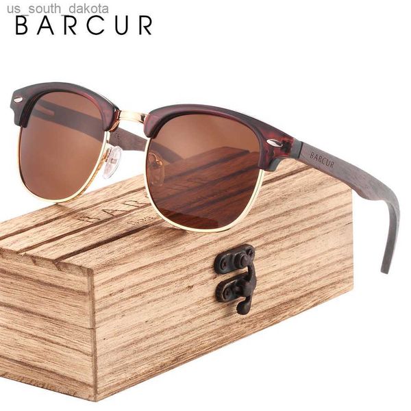 Sonnenbrille BARCUR Natürliche Holzsonnenbrille für Frauen Polarisierte Walnuss Herrensonnenbrille Handgefertigtes Holzbrillenzubehör Oculos L230523