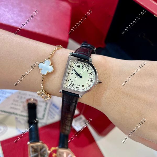 Erkek Kadınlar 2023 Yeni Tank Serisi En İyi Moda Gerçek Deri Şeftali Şeklinde Kuvars Montres Ultra İnce Lady Hollwatches