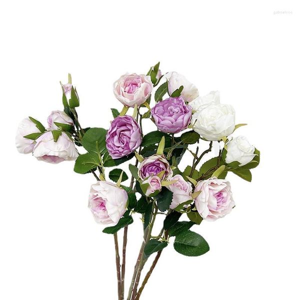 Декоративные цветы искусственные растения сиреневая розовая роза домашний сад украсить