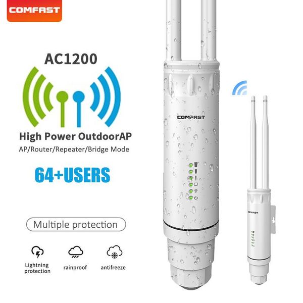 Yönlendiriciler Yüksek Güçlü Kablosuz WiFi Tekrarlayıcı AP/WiFi Yönlendirici 1200Mbps Dual Band 2*5dbi Antenler 360 ° WiFi Kapsam Açık AP CFEW74