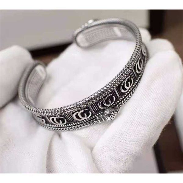 gioielli di design bracciale collana anello striscia tridimensionale King Snake ingranaggio aperto bordatura bracciale da uomo alla moda