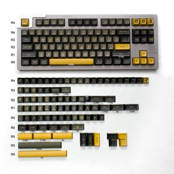 Combos 170 keys aifei preto shimmer keycap twocolor moldagem sa teclado mecânico de perfil correspondente ao layout 64/84/960