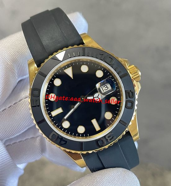 Hochwertige EWF-Luxus-Herrenuhren, 42 mm, Yacht-M 226658, Gehäuse aus 18 Karat Gelbgold, Keramiklünette, 3235 Automatikwerk, Kautschukarmband, Saphirglas, leuchtende Sportarmbanduhren