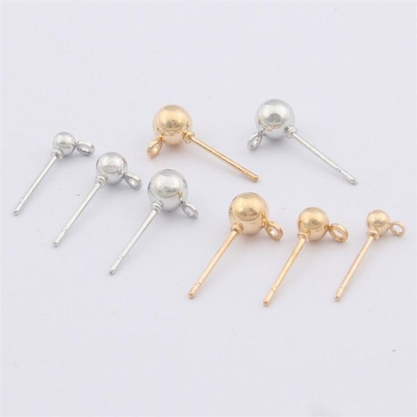 50pcs Eearrings Pin com orifício 3 4 mm 5mm Earring pica