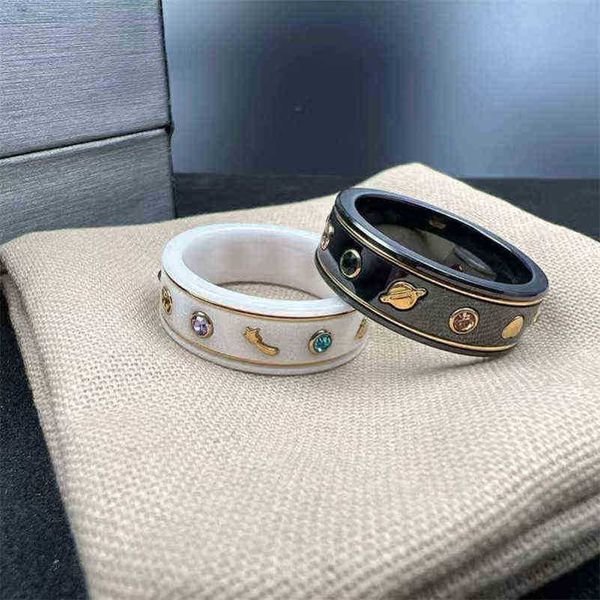 designer de joias pulseira colar anel acessórios preto branco cerâmica dourada abelhinha planeta casal anel 520 presente do dia dos namorados