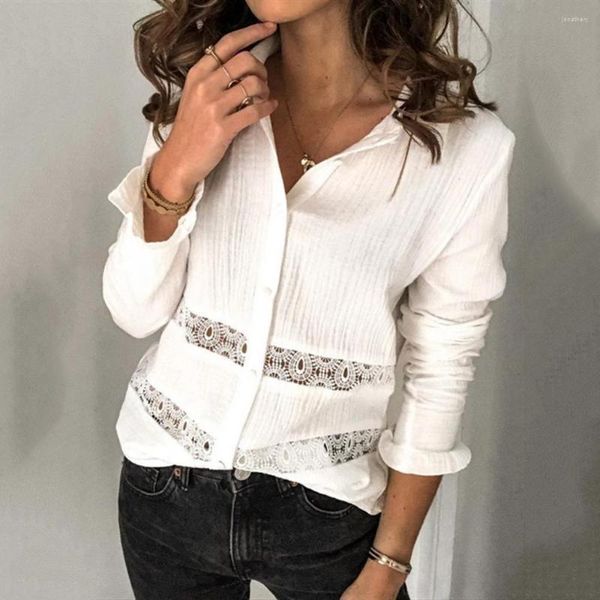 Camicette da donna Moda Donna Top Estate 2023 Camicetta sexy senza schienale in pizzo con scollo a barchetta Camicia da donna bianca allentata casual