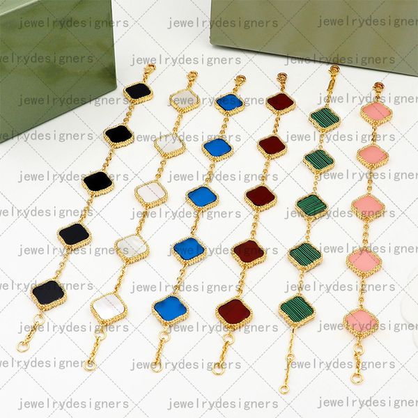 Clássico 4/quatro folhas trevo charme pulseiras link cadeia 18k Gold banhado AGate Shell