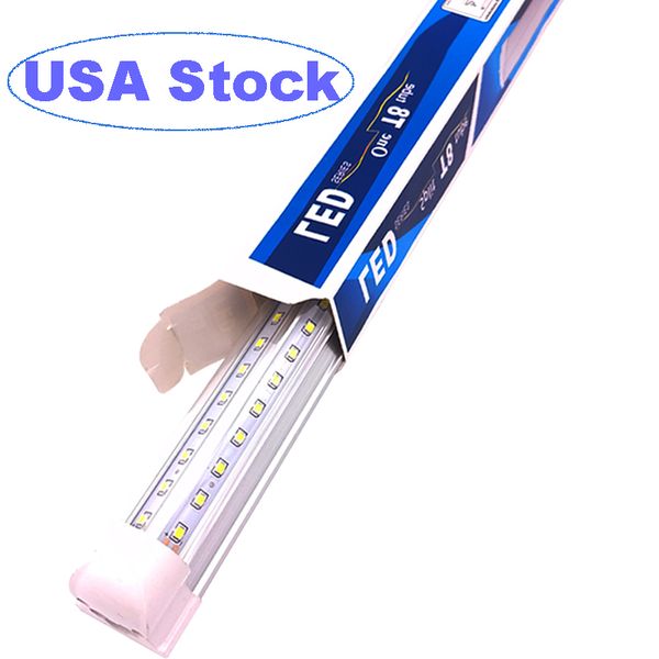 Tubi LED a forma di V da 4 piedi per porta di raffreddamento Tubi LED integrati T8 da 50 W 2 lati Apparecchi di illuminazione a LED per banco da lavoro Garage Fienile Officina Seminterrato Copertura trasparente usalight