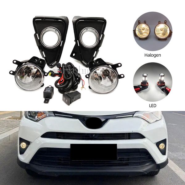 Carro LED de neblina de nevoeiro para Toyota RAV4 2016 2017 2018 farol de névoa de neblina de neblina capa da grade de halogênio halogenlights