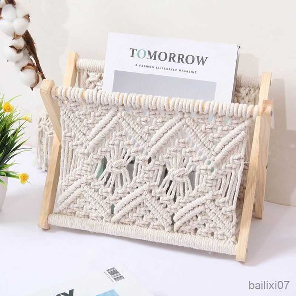 Basket Nordic Cotton Woven Storage Basket Rack Desktop Book Shelf