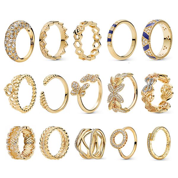 Solitaire Ring LR Trend Fashion Color Gold Color Flores de anel feminino Apilar Beehive Butterfly Girl Girt Gift Wholesale Japanese coreano estilo 2305529