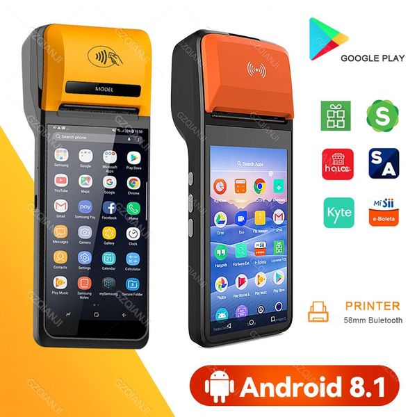Принтеры Smart Handheld POS -терминал 3G 4G NFC Mobile Android 58 -мм тепловой точка принтера продажи.