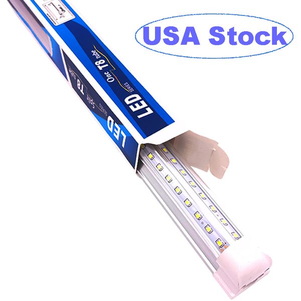 Luzes de tubo LED em forma de V 2 pés 3 pés 4ft 5ft 5ft 8ft 8ft tampa clara 270 ângulo Bulbo T8 Integrada lâmpada de barra vinculável Super brilhante perfis baixos Luzes de gabinete Crestech888