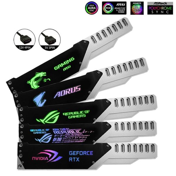 Freveling Alluminum VGA Bracket 5V 3pin Argb/12V 4pin RGB Supporto Supporto per la scheda GPU Jack GPU Holder Nvidia Msi Rog Aorus Aura Syncon Symphony