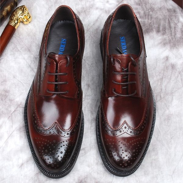 Scarpe brogue da uomo in vera pelle nera bordeaux Eleganti scarpe firmate alla moda per uomo Scarpe stringate in pelle casual britanniche nuove