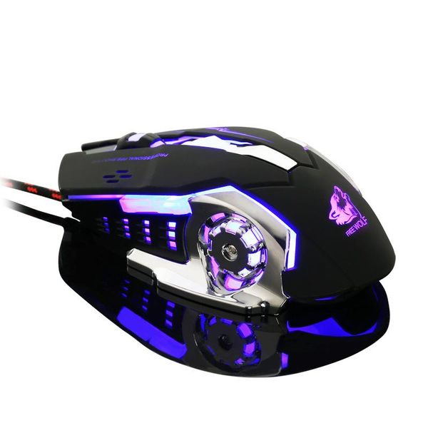 Ratos profissão gaming mouse fio mudo iluminação mouse 4000dpi mecânico 6 teclas para computador portátil lol cf esport macro definição mouse