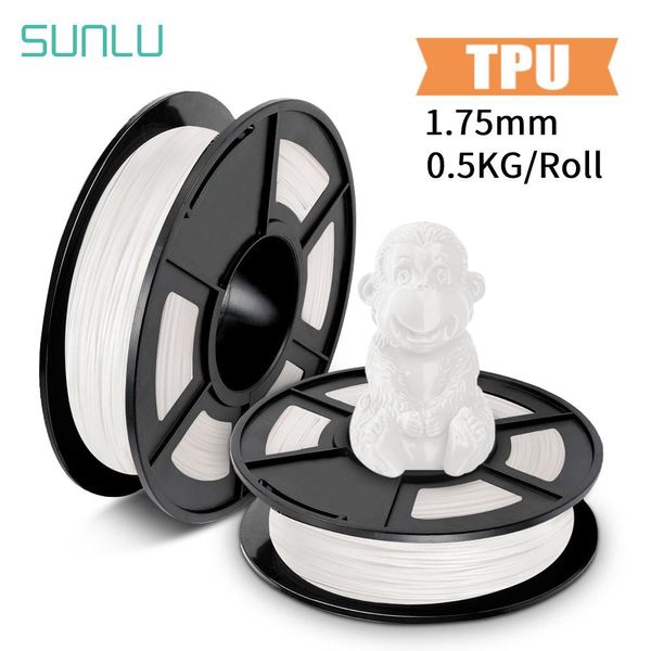 Digitalização SunLU 1,75 mm 0,5 kg Filamentos de impressora TPU flexível 3D Material de impressão de alta ductilidade com precisão dimensional +/ 0,02 mm