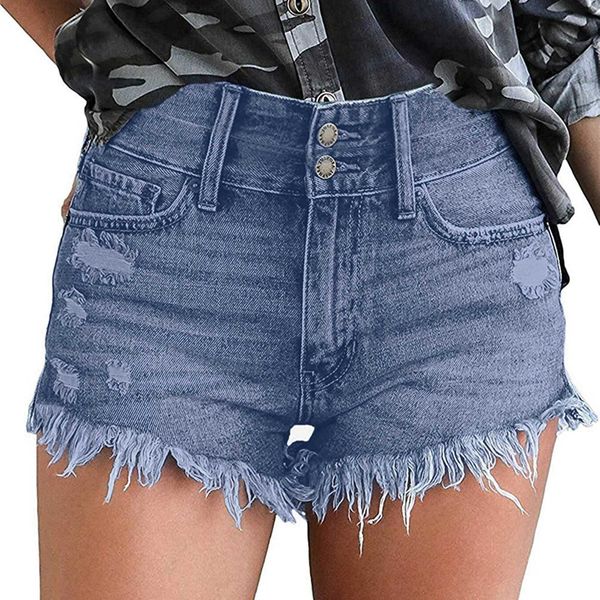 Shorts femininos de verão calças femininas buraco de hem de hem de hem de shorts de castigo de jeans de jeans de jeans de jeans de mujer p230530