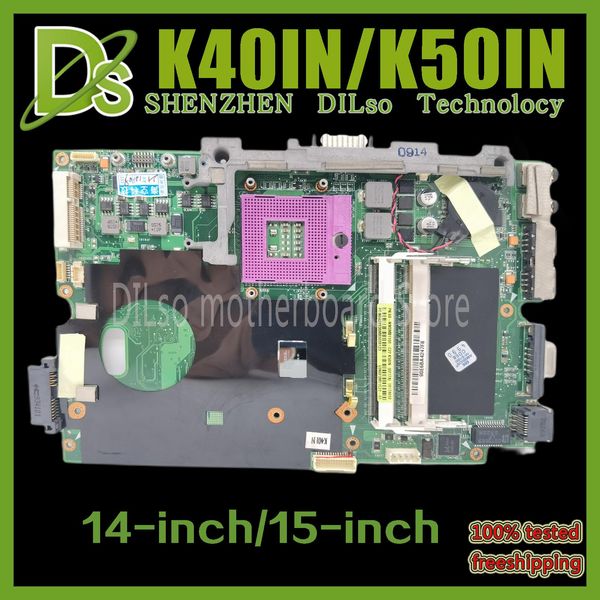 Placa -mãe kefu k40in k50in placa -mãe para asus x8ain x5din k40ip k50ip k40ab k50ab k40ij laptop placa -mãe enviada t7500/t7300 cpu