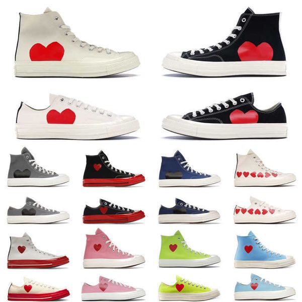 Leinenschuhe Lässige Chuck Taylors High Low All Star Comme des Garcons PLAY Schwarz Weiß Grau Blau Rot Mittelsohle Klassische Sport-Sneaker