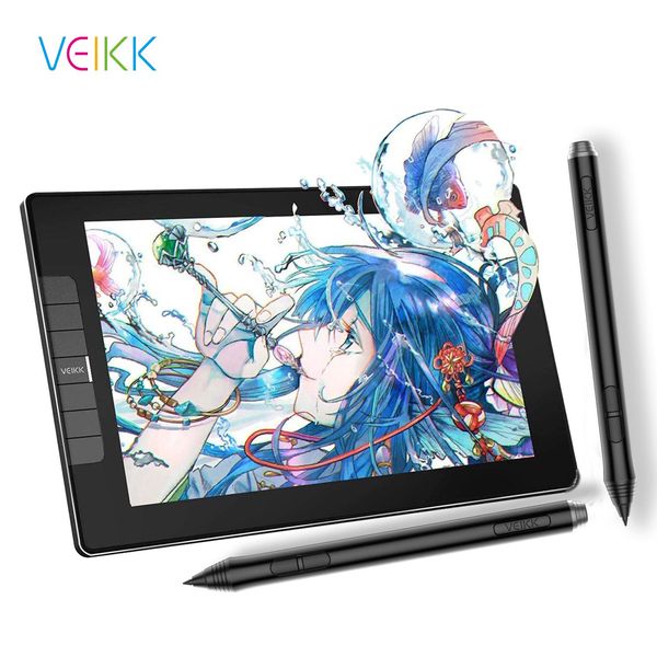 Tablets VEIKK VK1200 11,6 polegadas gráficos de desenho de tablets Monitor Animação Digital 1920 x 1080hd IPS Teclas de atalho e Touch Pad