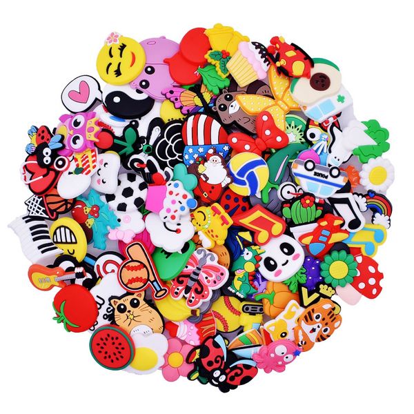 100 PCS Alenation Misturment Mixture Shoe Charms Decoration Acessórios ajustados para pulseira de pulseira meninos meninos crianças adultos