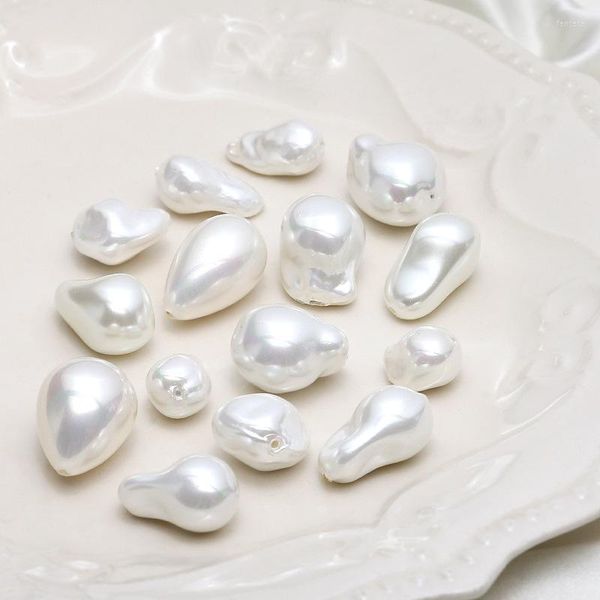 Perline conchiglia naturale perle barocche bianche ciondoli sciolti 2 pezzi per accessori fai-da-te