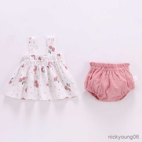 Conjuntos de ropa 2 unids/set, ropa fina de verano para recién nacidos, conjunto de ropa para niñas, Mini vestido estampado y pantalones cortos, atuendo infantil de 6 a 24 meses