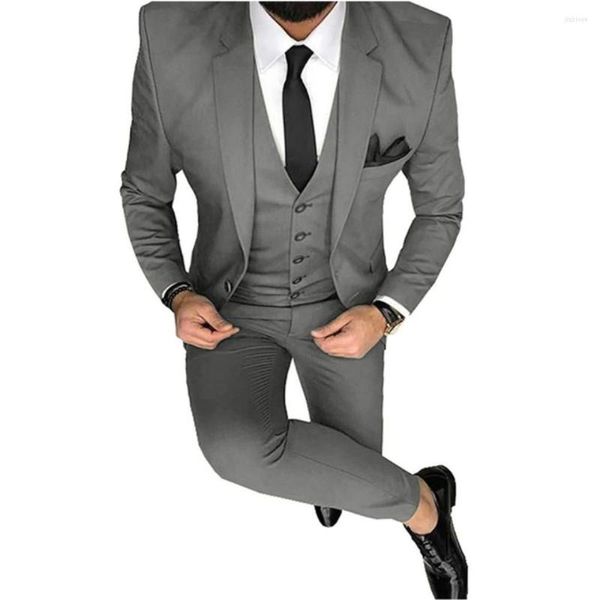 Herrenanzüge Business-Männer Slim Fit Casual 3-teilig Revers Revers Formeller Smoking für Männer Hochzeit Bräutigam Party Abschlussball Kleid Jacke Hose Weste