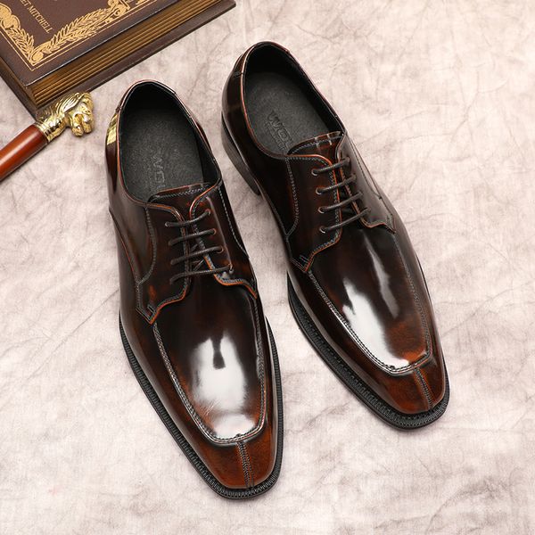 Herren-Oxford-Designer-Schuh aus echtem Leder, luxuriöses Kleid, Herrenschuh, Schwarz, Braun, Schnürung, Hochzeit, lässige formelle Schuhe für Männer