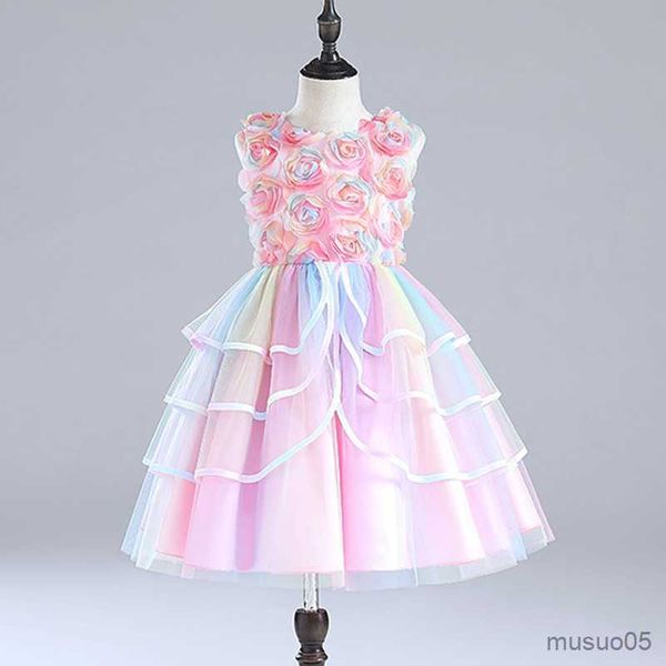 Mädchenkleider Säuglingsgeburtstagskleidung Babykostüme voller Blumen Prinzessin Party Hochzeitskleid für Erstkommunion Kleid