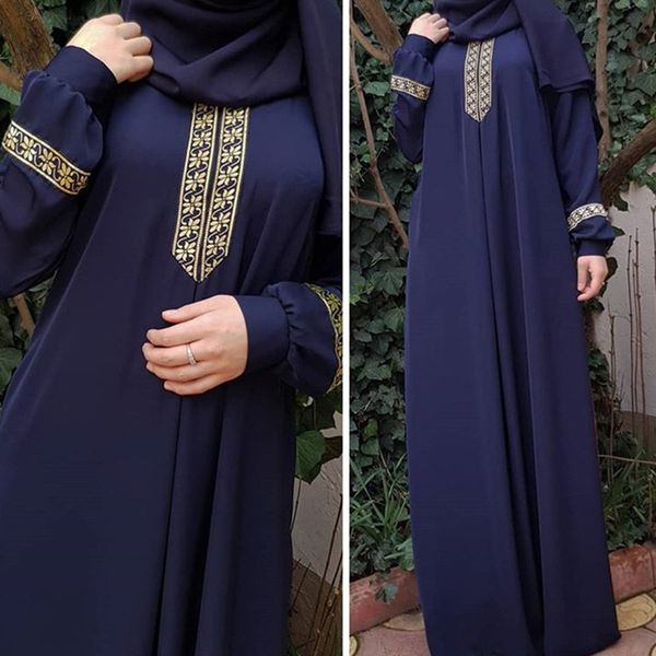 Roupas étnicas Muçulmana abayat estilo étnico impressão abayas para mulheres cor sólida cor leteira casual femme musulman para a Arábia do Oriente Médio 230529