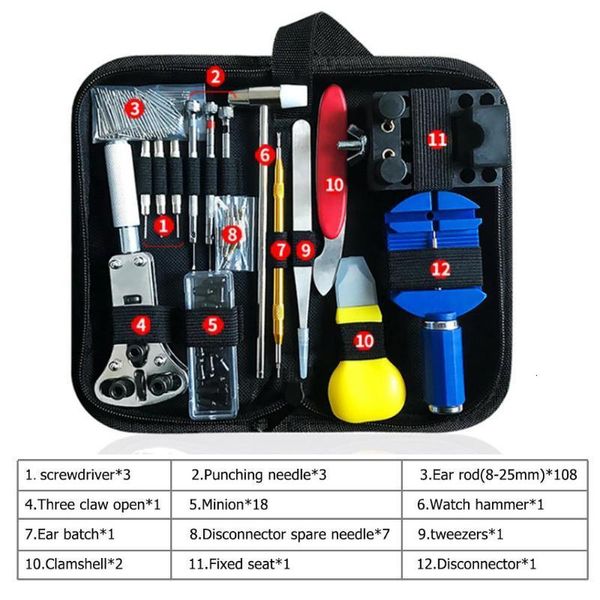 Kit di strumenti di riparazione 147pcs Kit di strumenti per orologiaio Link Pin Remover Case Opener Spring Bar Horlogemaker Gereedschap nh35 Set di orologi 230530