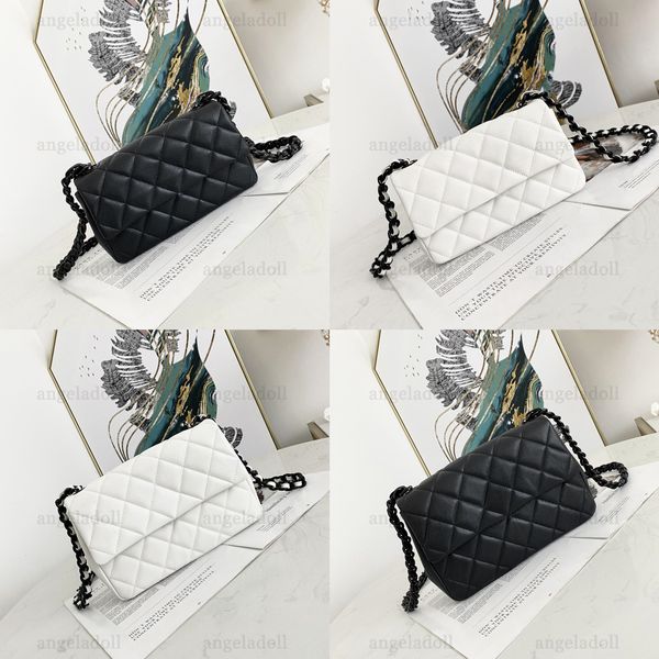 Designers de qualidade de espelho 10A 24 cm pequenos bolsas de panda luxuosas de couro real calfskin acolchoado para feminino, então preto bolsa de flap bola crossbody ombro straps saco de caixa de corrente