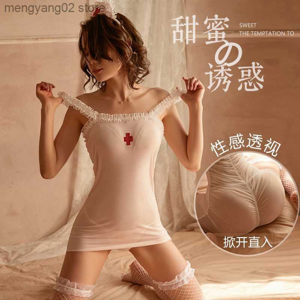 Sexy Set, rückenfrei, süße Krankenschwester-Uniform, Anime Cosplay, für Damen, sexy Krankenschwester-Outfit, Paar, Rollenspiel-Kleid, 3-teilig, freche sexy Dessous, T230530