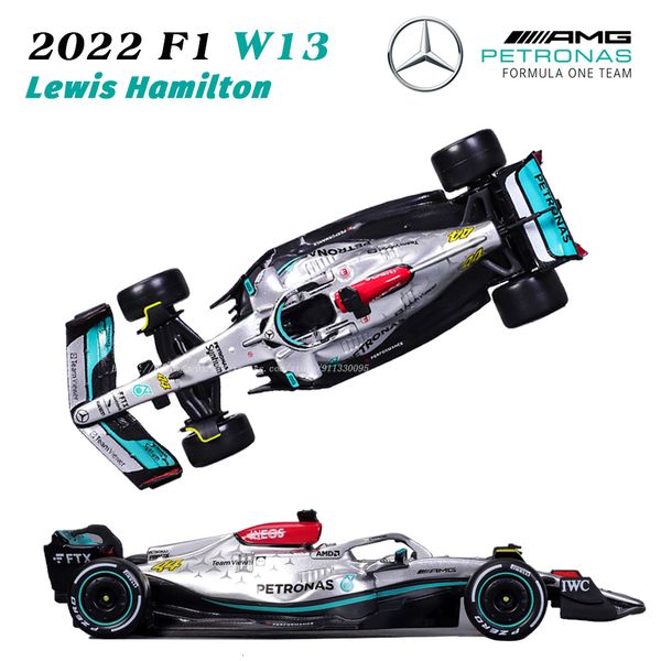 Auto elettrica RC Bburago 1 43 Mercedes AMG Team W13 44 Hamilton 63 Russell Veicolo di lusso in lega diecast Model Toy 230529