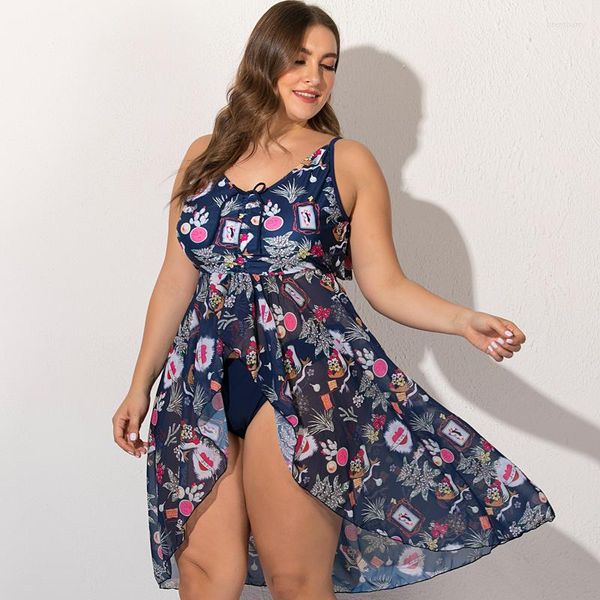 Roupas de banho feminina grande 4xl long swimdress big women nwim vestido 2023 damas de duas peças de maiô plus size 5xl beachwear biquíni