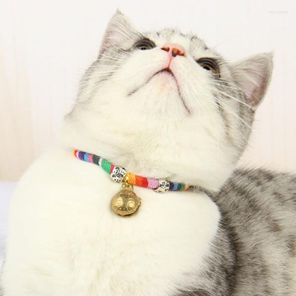 Colarinho de cachorro cães ajustáveis ​​cães gatos colar de cobre bell estilo nacional animais de estimação fofos e gatos feitos à mão feita à mão