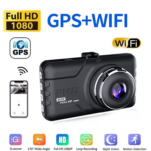 Carro dvr wifi full hd 1080p camera noturn vision wdr gps interno wi-fi g-sensor de detecção de movimento sd10